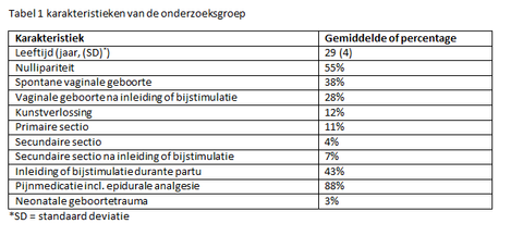 Tabel 1: kenmerken van de onderzoeksgroep